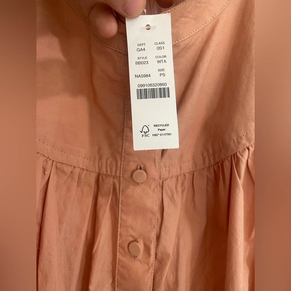 NWT J. Crew Women's Midi Dress Peach Coral Colored Ballon Sleeve Button Front - Picture 4 of 6